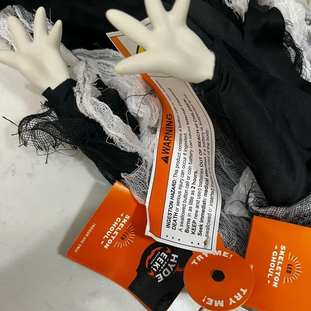 Spooky Skeleton  with Hooded Gray and Black Cloak